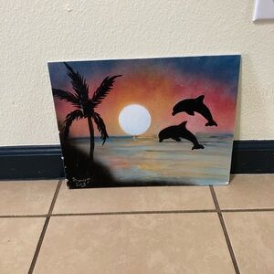 Sunset Dolphin Canvas Art